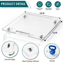 HAYVAN Acrylic Sliding Tray for Coffee Maker & Heavy Kitchen Appliances - Appliance Slider with Silent Wheels Slides Easily from Under The Cabinet - Countertop Space Save (Clear, 14” W x 13”D)