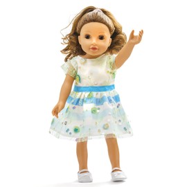 Heless 2232 Doll Clothes in Sea of Flowers Design, Summer Dress with Fine Sequin Flower Embroidery for Dolls and Cuddly Toys of Size 35 - 45 cm