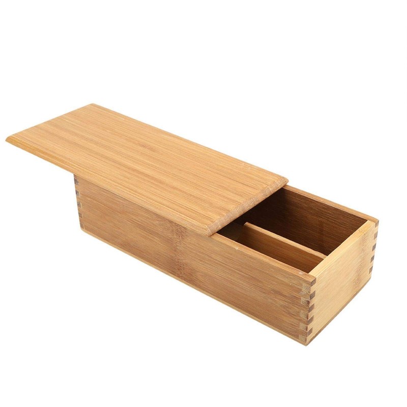 Wooden Cutlery Box with Lid, Silverware Utensil Holder Japanese Spoon