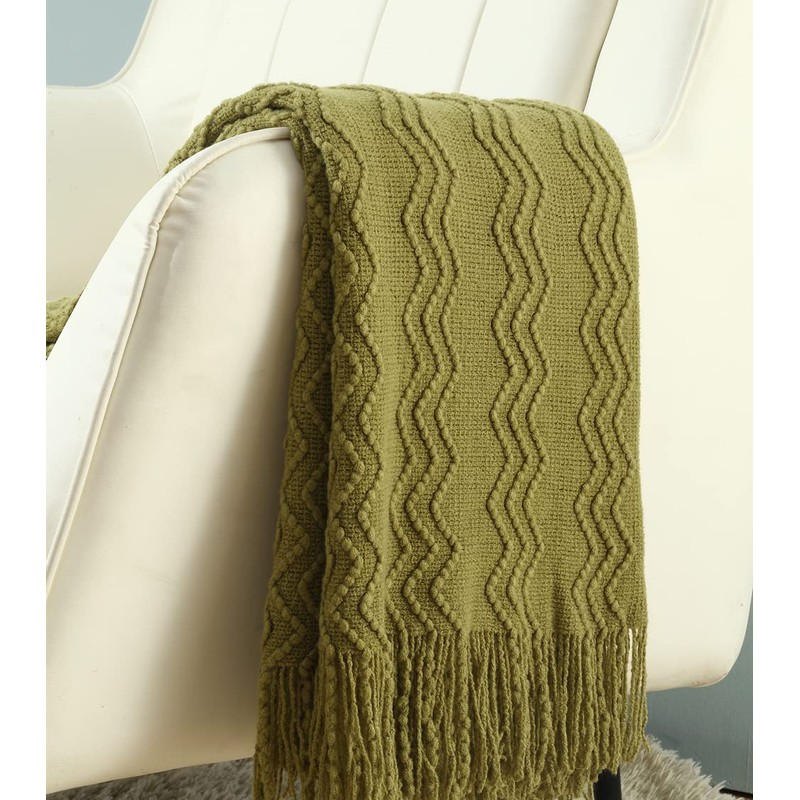 CREVENT Knitted Decorative Throw Blanket for Couch Sofa Chair Bed，Soft