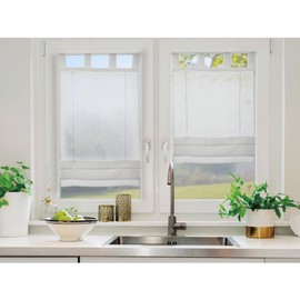 GARDINIA Roman Blind Sheer Voile Tabs White 90cm x 140cm