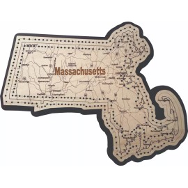 Massachusetts Shaped Road Map Cribbage Board