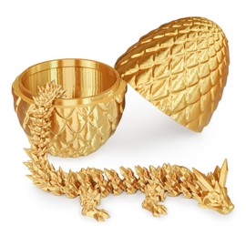 Surprise Dragon Egg with Dragon Inside – Gifts for Kids and Adults, 3D Printed Fidget Toy, Ideal for Christmas, Easter, Birthdays, Fun Desk Décor and Stress Relief(Gold, Medium)