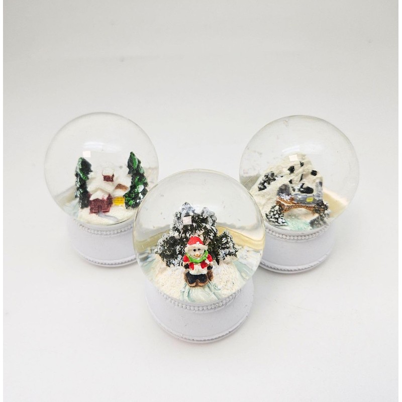 4 Cute Mini Snow Globes Christmas Winter and Deer on