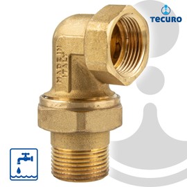 tecuro Elbow Fitting Female x Male Thread 3/4 Inch, Flat Sealing, Blank Brass CW617N According to Drinking Water Regulation 50930-6