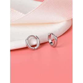 Lansora Mini Tiny Huggie Hoop Earrings Top Upper Ear Cartilage Forward Helix Cuff Plain Simple 925 Sterling Silver Gold 9mm 8mm 7mm 6mm 5mm Hoop Earrings