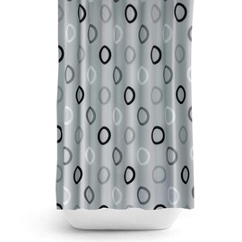 Tropik Home Grey Rings Fabric Shower Curtain Extra Long, Wide or Narrow Width in 5 Different Sizes (240 x 180CM)