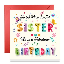 Papa Prints Birthday Cards for Sister Adult Kids Sister Birthday Card (145 x 150 mm) with Envelope Happy Birthday Card for Sister Birthday Greeting Cards
