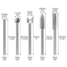 QWORK® 5PC Wood Carving Bits Set for Most Rotary Tools, 1/8” Shank & 1/3" Head - High-Speed Steel, Precision Engraving