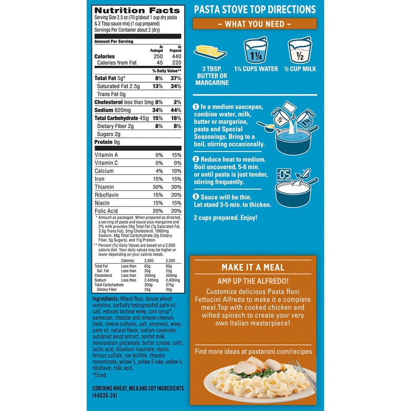 Pasta Roni Fettuccine Alfredo Mix (Pack of 12 Boxes)