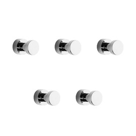 BVL Brass Robe Hook, 5 Pack, Chrome, Wall-Mounted, for Bathroom and Kitchen