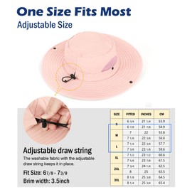 Wmcaps Sun Hats for Men, Wide Brim UPF 50 Sun Hats Summer Mesh UV Protection Beach Safari Hat, Fishing Walking Hiking Boonie Hat with Adjustable Chin Strap Waterproof Breathable (Pink)