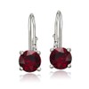Sterling Silver Created Ruby Round Prong-Set Leverback Earrings
