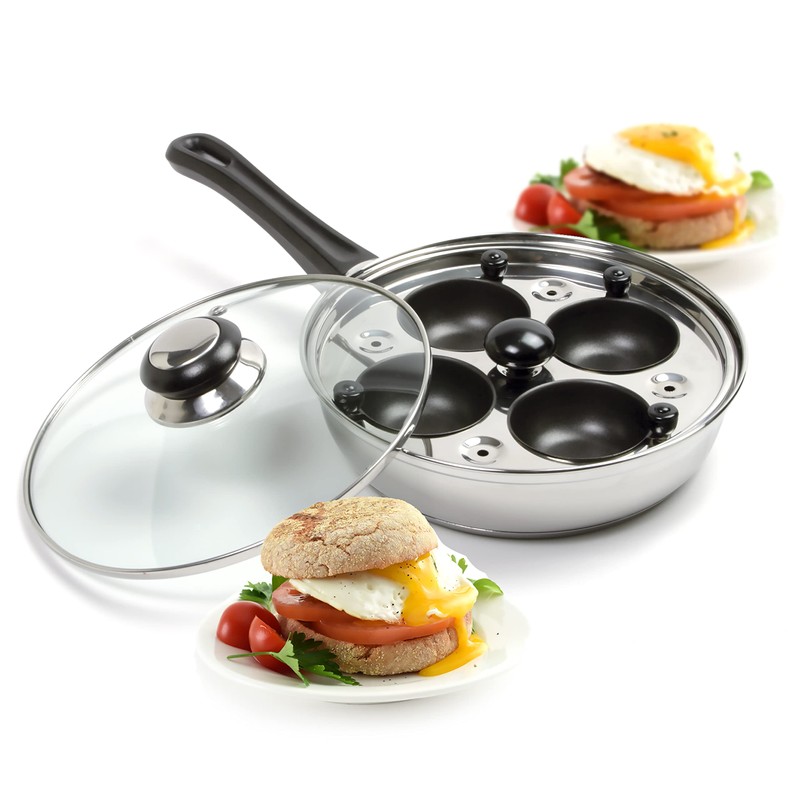 Norpro 8.5 Inch Skillet Set with Removable 4 Egg Poacher,