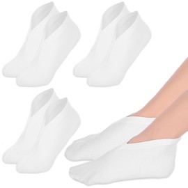 3 Pairs Moisturizing Socks Overnight, Foot Socks Moisturizing Overnight, White Spa Cotton Moisture Enhancing Sock for Dry Cracked Feet Women and Men (One Size)