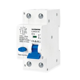 Fehlerstromschutzschalter RCBO 16 A 1P+N – Typ A 30 mA Kurve B – Schutz 6 kA – elektromagnetischer FI-Schalter – Differentialschalter hohe Empfindlichkeit B16 – für Schaltung