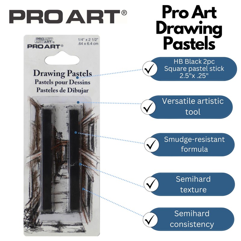 Pro Art Drawing Pastel, HB Black – 2 Piece