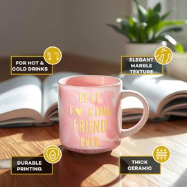 SOLINFOR Friendship Gifts for Women - Birthday Gifts for Best Friend Female - Bestie Mug Cool 11.5 Oz Pink Marble Ceramic Best Friend Ever Mug