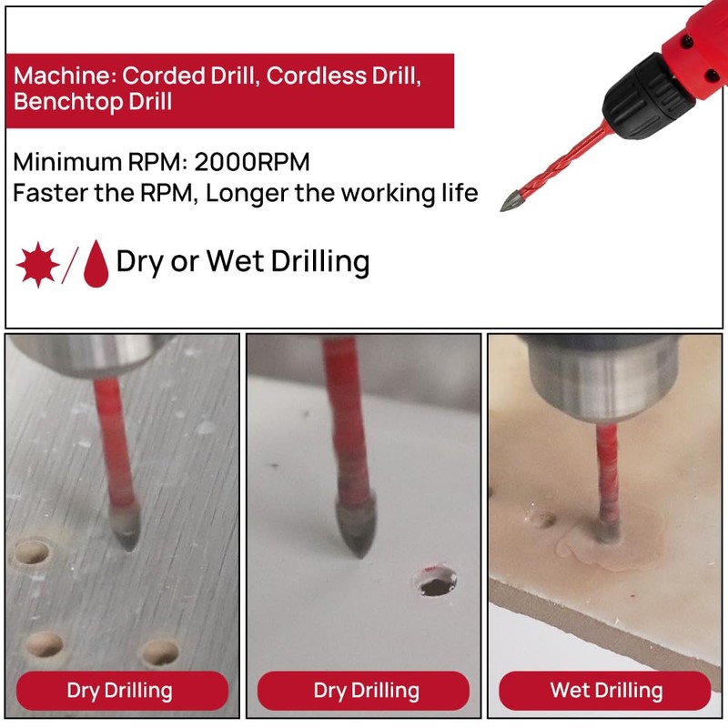 FOCSTOL Masonry Drill Bits Set - 10pcs 5mm Carbide Drill