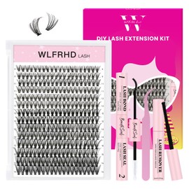 Lash Clusters Kit 280 Pcs DIY Individual Cluster Lashes D Curl Lash Extension Kit with Eyelash Bond and Seal, Remover, Tweezers Applicator Tool for False Eyelash Cluster Kit(30D, Mix9-16mm Kit)