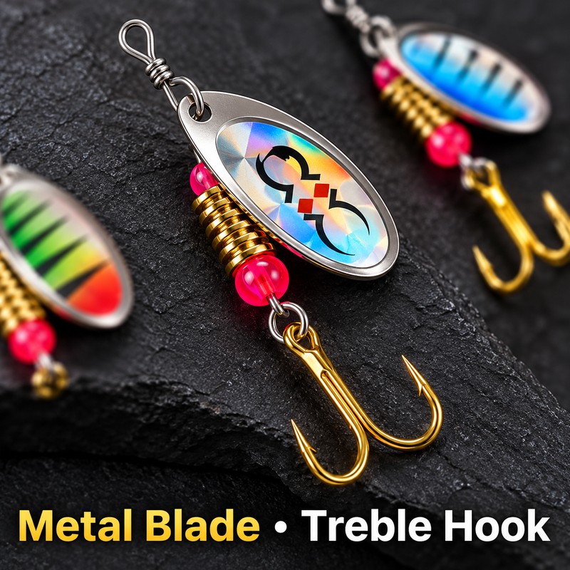 16-Piece Metal Spinner Fishing Lure Set with Portable Storage Bag