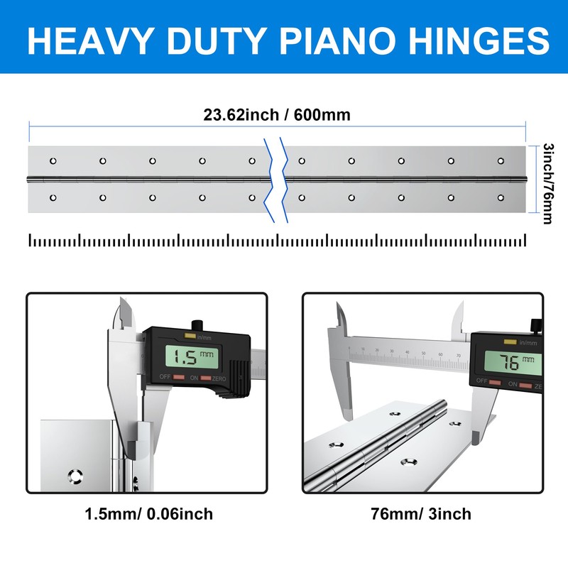 2 Pack Heavy Duty Piano Hinge 24 Inch x 3