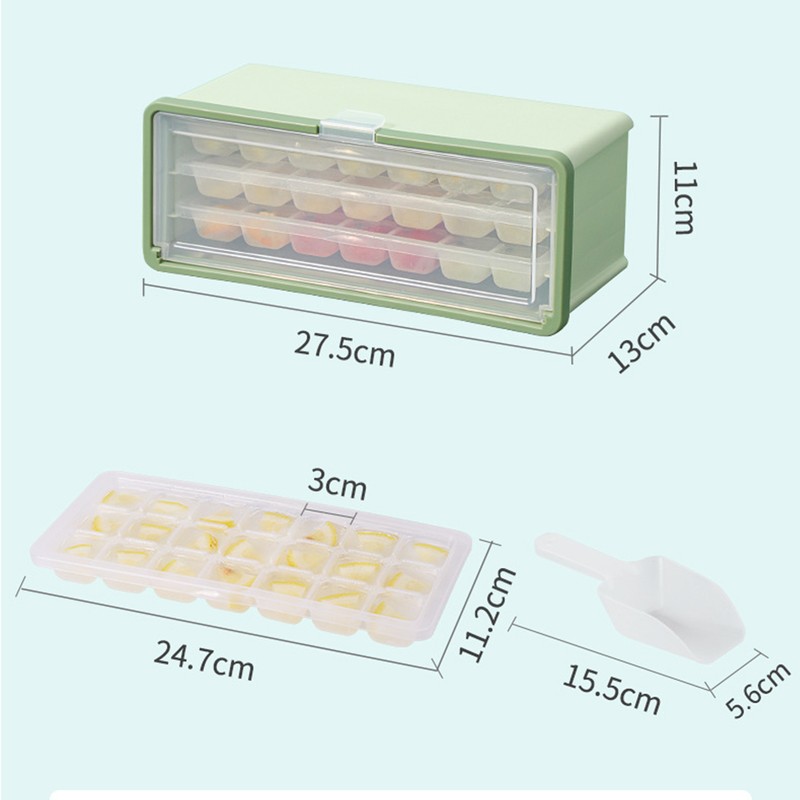 3 Layer Ice Cube Tray Large Capacity Easy Demoulding Pull