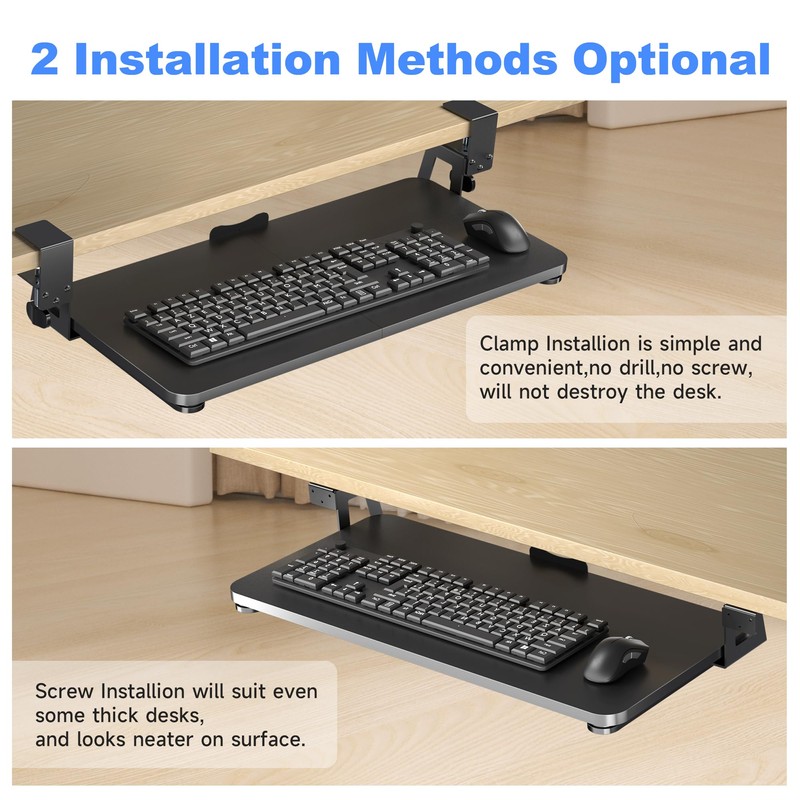 XINLEI Keyboard Tray Under Desk Large C-Clamp 25.6” (30” Including