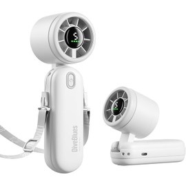 Diveblues Ventilador de mano, mini ventilador turbo portátil de 30 pies/s refrigeración máxima de 12 horas, ventilador personal de 4000 mAh con pantalla LED, ventilador de mano/cuello/escritorio 3