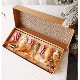 KKAAyueqin 7 Cat Toys Indoor Kitten Toys Set, Bell Feather Mouse Wooden Pole Interactive Funny Fluffy Toy, Play with Kitty, Puppy