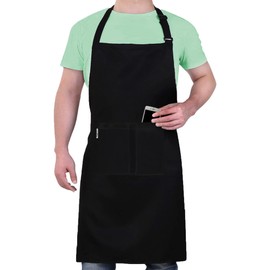 LEFUNDA® Waterproof Apron with 3 Pockets, Adjustable BBQ Apron with Long Straps, Kitchen Apron for Men, Women, Kitchen, Restaurant, Cafe, Baking