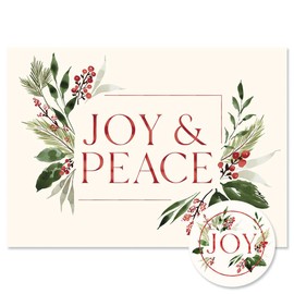 Colorful Images Joy & Peace Pesonalized Christmas Cards - Set of 24 Cards, Envelopes and Seals, Card Stock, 5 x 7 Inches