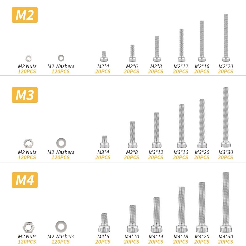 1080 pcs Hexagon Socket Screws and Nuts Combination Kit Tool