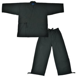 Edoten Men's Japan Kimono Cotton100% Samue Black L