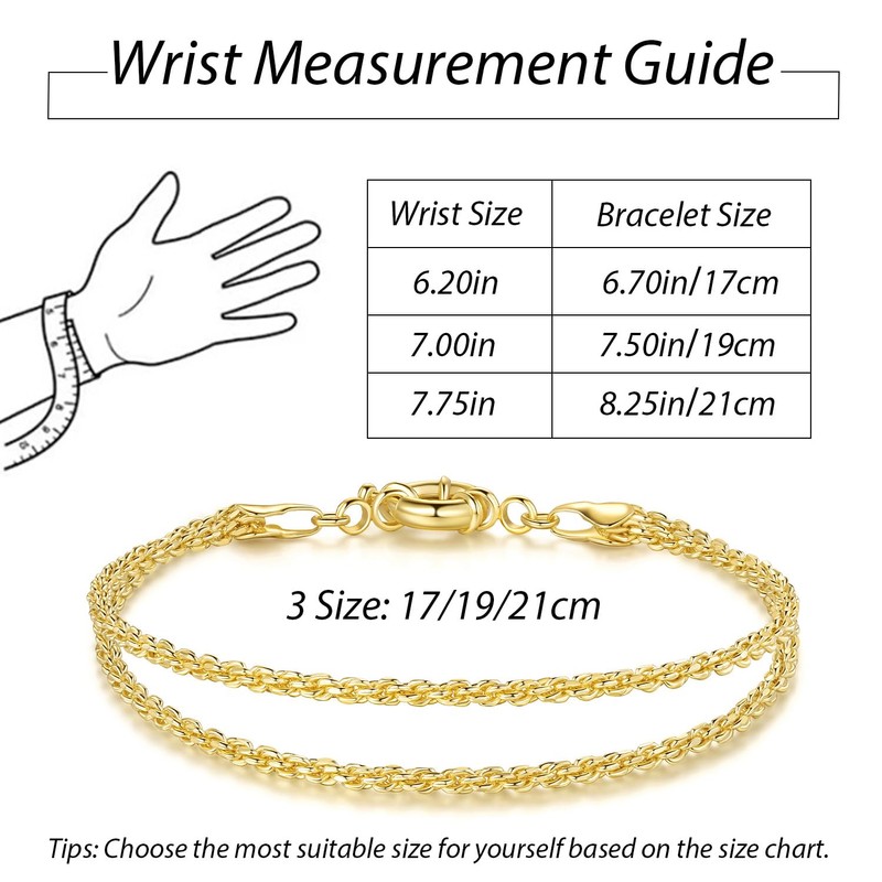 Yzytdgzy 14K Gold Bracelet For Women Layered Rope Bracelet For