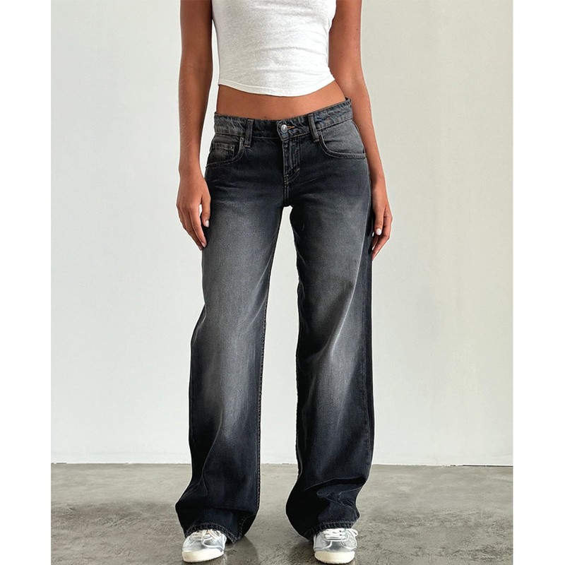 Giraropa Women Y2k Low Rise Jeans Vintage Baggy Straight Wide