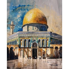 QACEYID DIY Easy Acrylic Paint by Number Kits on Canvas, Ancient Islamic Mosque, Create Works of Art Easily 40x50cm, Without Frame