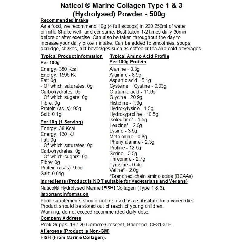 Naticol® Marine Collagen - Type 1 & 3 - (Hydrolysed)
