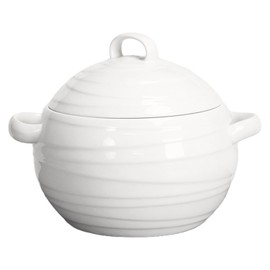 Creativity Home Casserole Dish, 37.1 ounce Spherical shape Casserole Dish With Lid, Oven to Table Porcelain Serving Handles, for Dinner and Party, Dishwasher and Microwave Safe 7.6 INCH