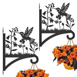 Plant Hangers Outdoor Metal 2 Pack 12.51 Inch Heavy Duty Hanging Plant Hooks for Wall with Hummingbird Silhouette - Wall Hook for Hanging Plants Bracket Bird Feeder Wind Chime