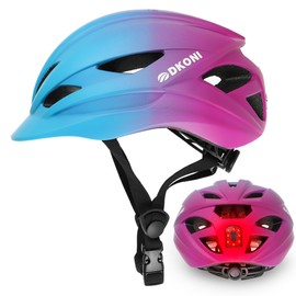 Bike Helmet Adult Urban:Bicycle Helmet for Men Women with USB Charge Detachable Taillight Helmets for Commuter Cycling Scooters (Blue Purple, L:22.83″-24″(58-61cm))