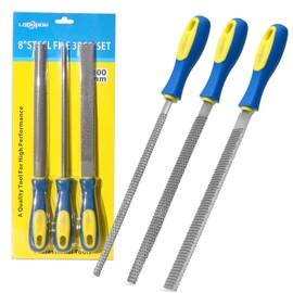 YKLP 8inch Metal File Set,3pcs High-Carbon Steel Needle File,Flat/Half-Round/Round for Metal Wood Working