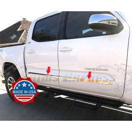 Trims Express fit:2016-2023 Toyota Tacoma Crew/Double Cab Flat Body Side Molding Trim 1.5" 4Pc