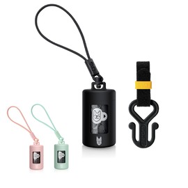 Retractable Dog Waste Bag Dispenser + Bag Holder Kit, Dog Poop Bag Dispenser, Retractable Waste Bag Dispenser, Lightweight Poop Bag Holder, Stretchy Strap Fits Any Dog Leash (Black)