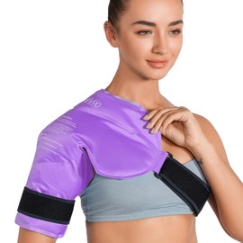 REVIX Shoulder Ice Pack Reusable Gel Ice Wrap for Shoulder Fatigue, Promotes Post-Workout Recovery, Cold Therapy Compression for Man and Women, Purple