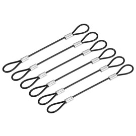 TOP-VIGOR 6Pcs 5 Inch Safety Cable Lock, 2mm Dia Stainless Steel Security Wire Ropes with Double Loop for Outdoor Gate Stage Lighting Luggage Suitcase Wire Lock, 0.125m