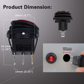 Teswelight 10-Pack 12V Round Rocker Switch Waterproof Red LED Round Toggle Switch Lighted DC 12 Volt 20A ON Off 3 Pin SPST for Marine Boat Car Camper