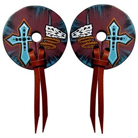 Hand Painted Leather Bit Guards w/Skull & Cross Design