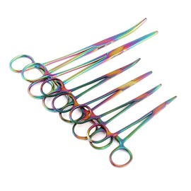 Precise Canada: Titanium Galaxy Rainbow 6 Assorted Ultimate Hemostat Straight and Curved Ideal for Nurses, EMT, Students, Firefighter, Fisherman, Hobbiest and Taxidermy