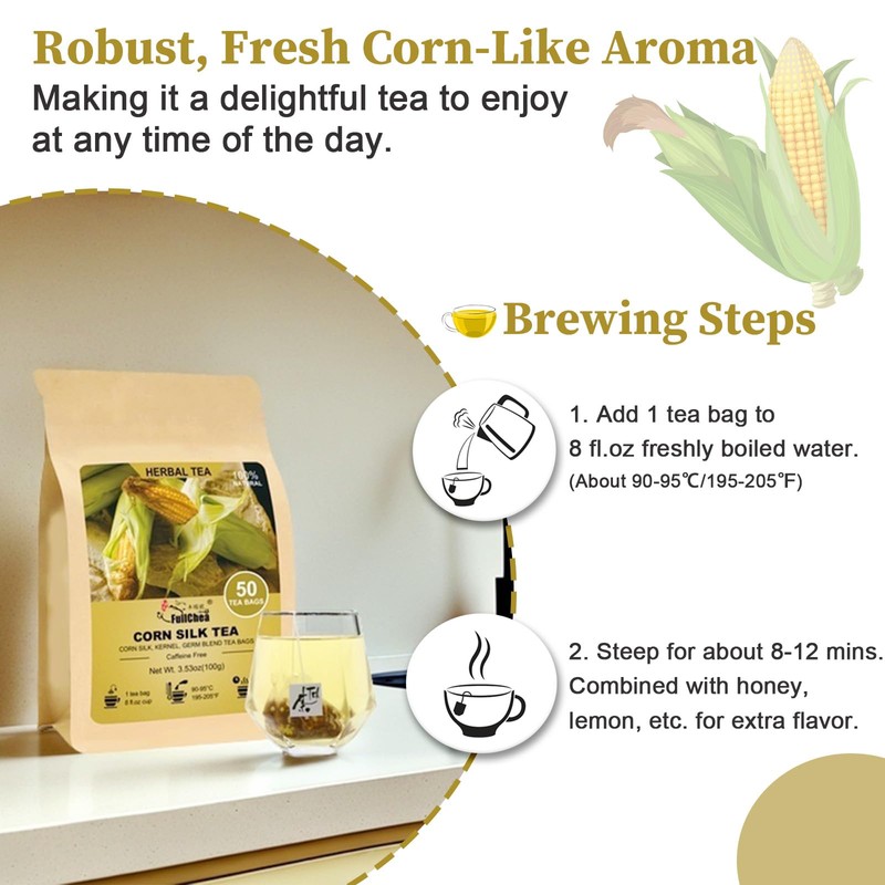 FullChea Fullchea - Corn Silk Tea Bags, 50 Counts -